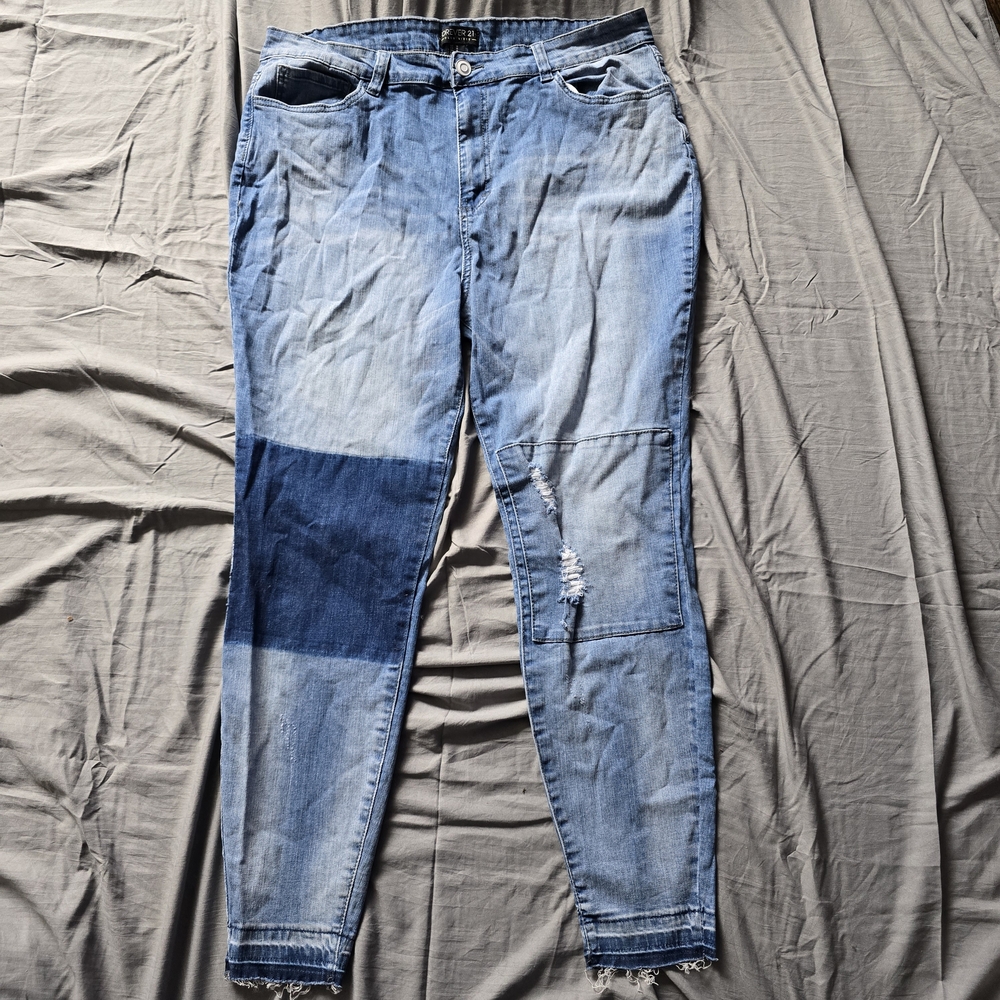 Forever 21 Distressed Light Blue Skinny Jeans